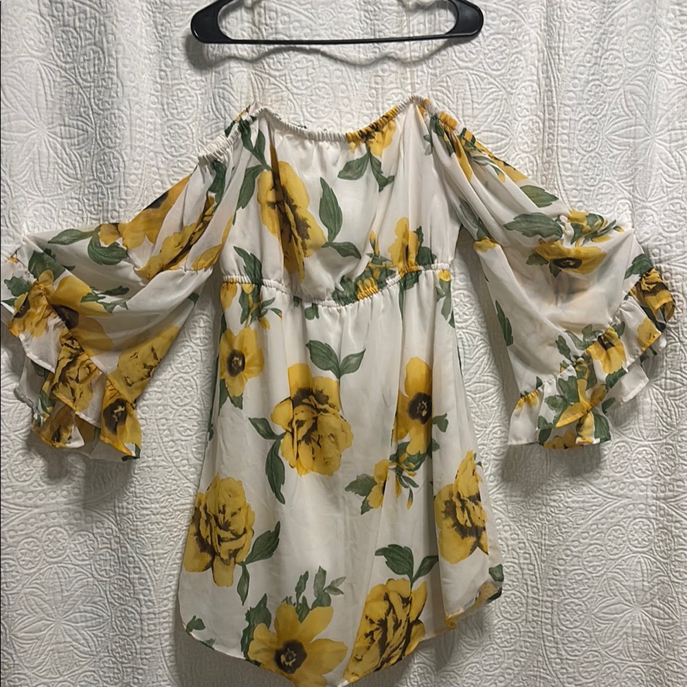 Hint of Blush Floral Off-Shoulder Women's Dress